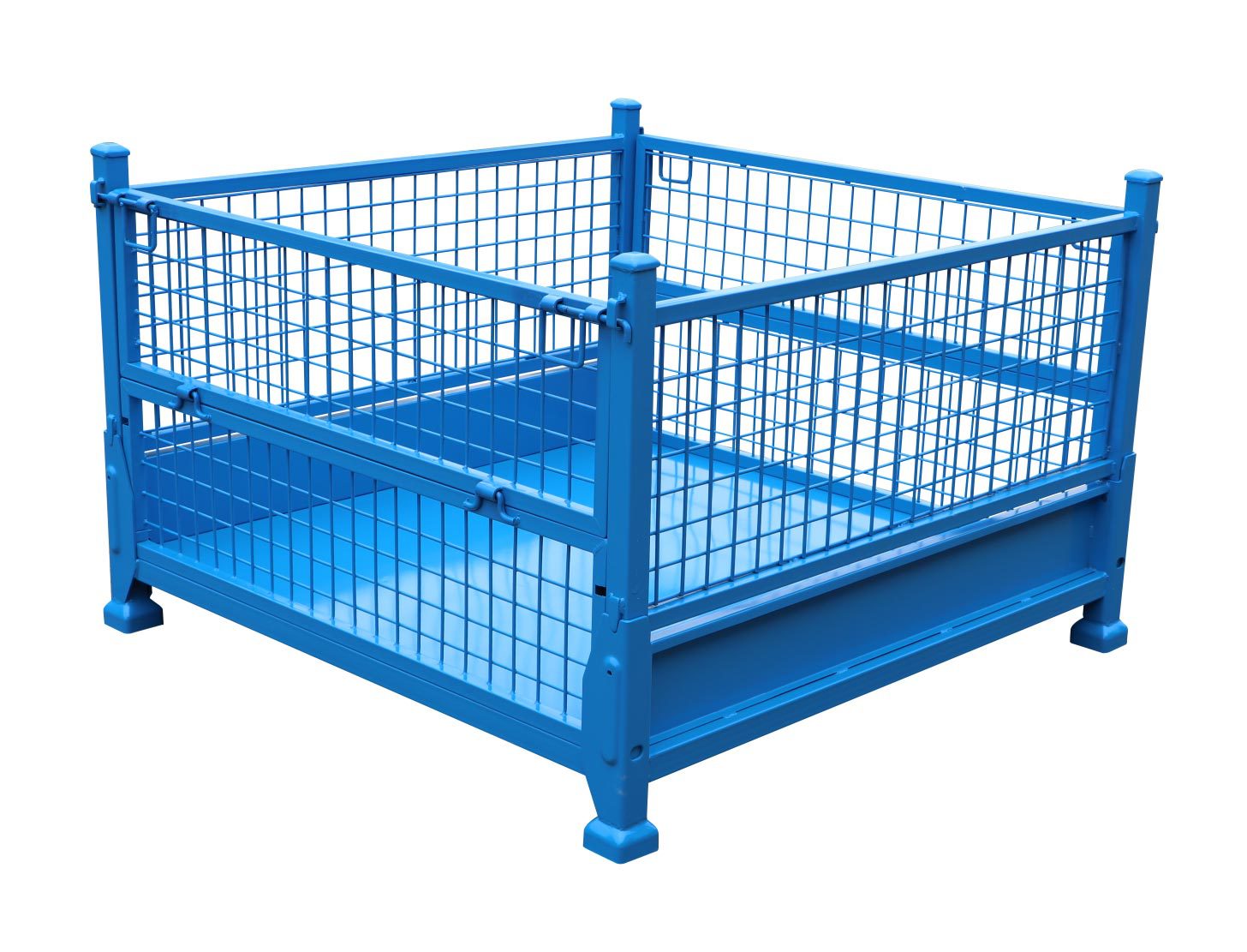 Mracking Industrial Storage Stackable Foldable Wire Mesh Containers Collapsible Pallet Cage With Top Cover or Cap for Auto Parts