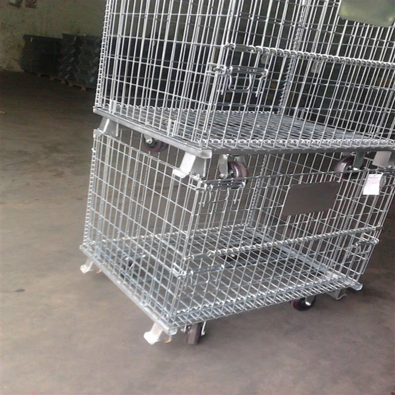 Mracking Metal Cage Portable Wire Container with Folding Structure High Quality Large Capacity with Wheel for Goods Logistics