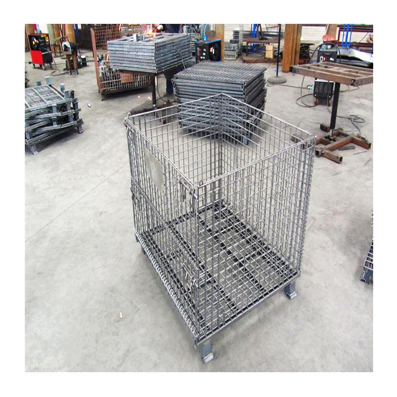 High Quality Hot Dip Zinc Iron Steel Metal Cage Warehouse Storage Mesh Container Wire Basket