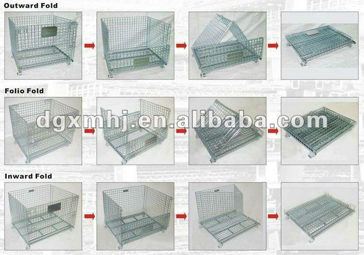 Mracking Storage Cage Belt Wheel 50*50 Mesh Butterfly Cage Folding Turnover Basket Scrap Sorting Basket Stacking Iron Cage