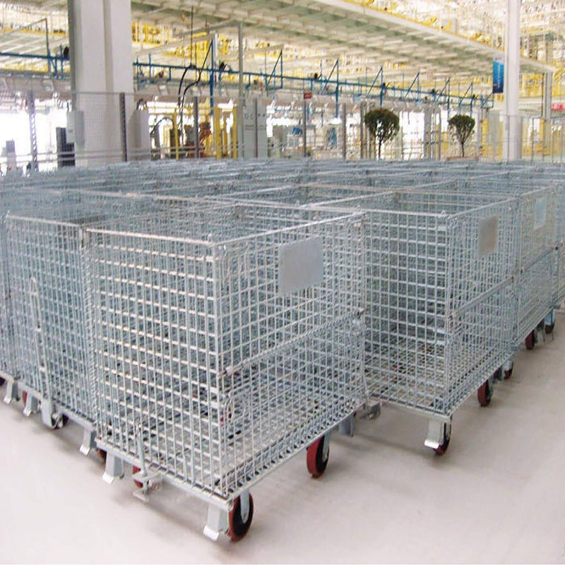 Mracking Customized Collapsible Stacking Cage Industrial Wire Baskets Forklift Cage Heavy Duty Cage Mesh Wire Container