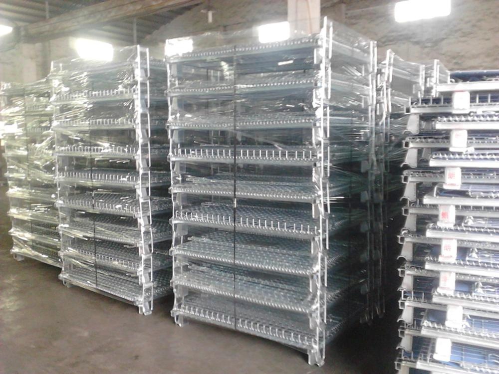 Mracking Euro Customized Welded Warehouse Powder Coated Collapsible Stackable Logistics Rigid Steel Metal Wire Mesh Storage Pall