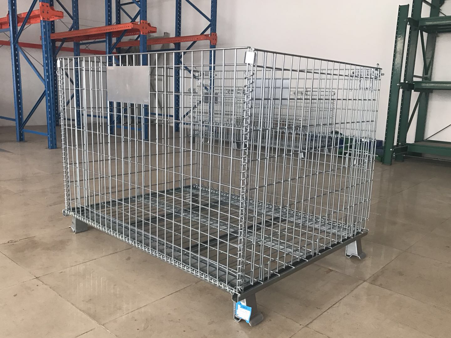 Mracking Corrosion-Protected Steel Storage Cage Foldable Mobile Galvanized Metal for Warehouse Stacking Racks and Shelves