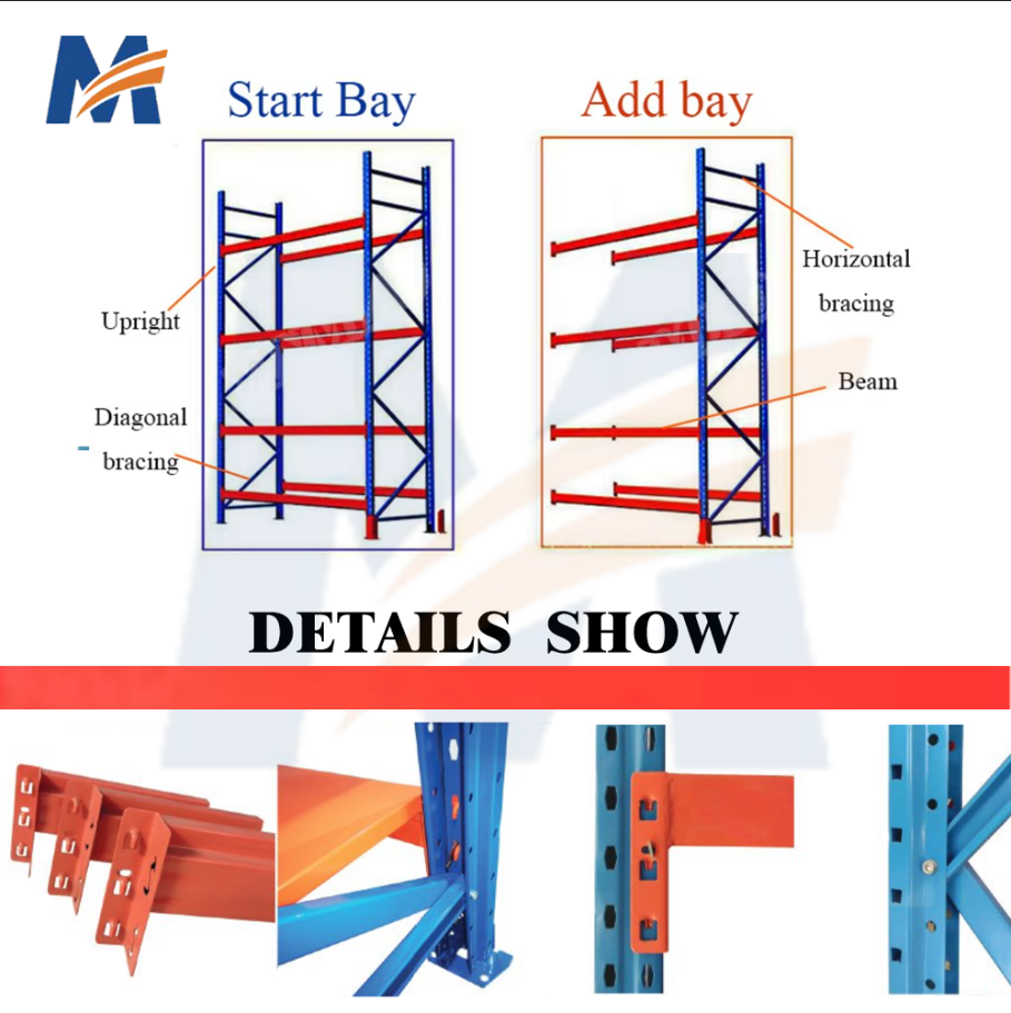 MRACKING  Double Deep  Duty Storage Rack  3000KG  5000KG   Heavy  Duty  Raking Metal Shelving Rack