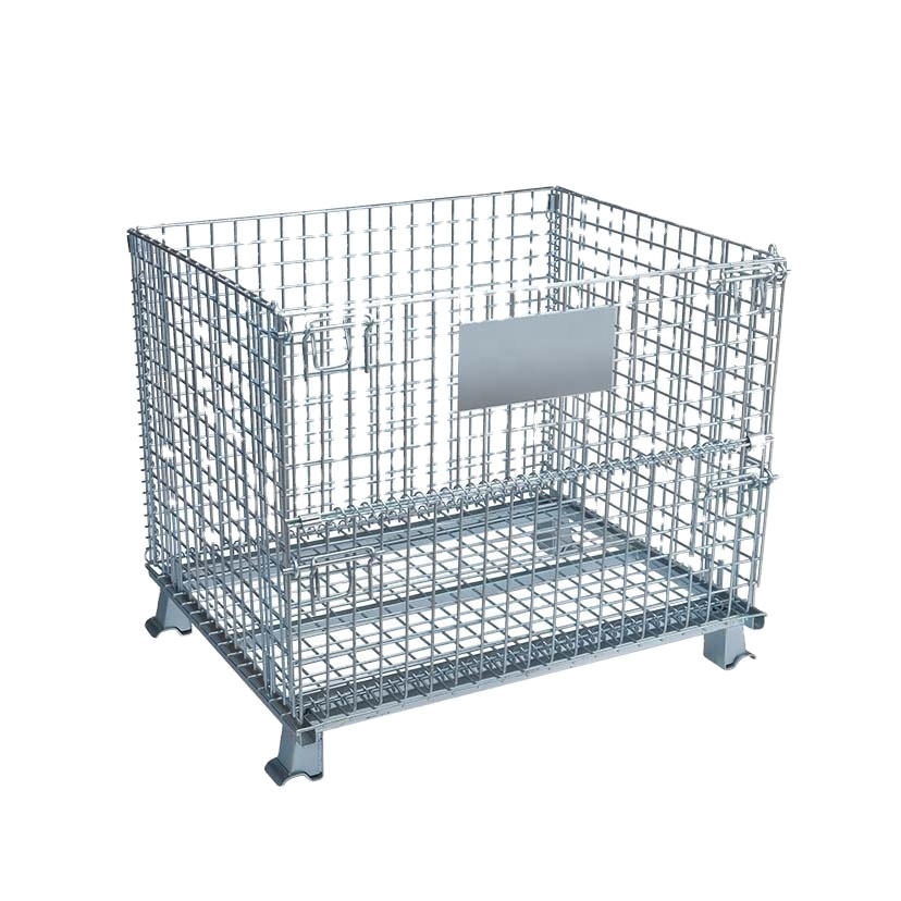 High Quality Hot Dip Zinc Iron Steel Metal Cage Warehouse Storage Mesh Container Wire Basket