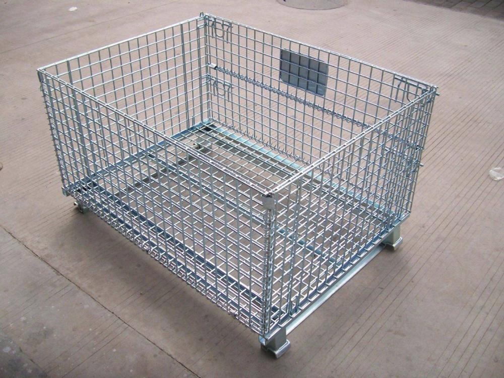 Mracking Euro Customized Welded Warehouse Powder Coated Collapsible Stackable Logistics Rigid Steel Metal Wire Mesh Storage Pall