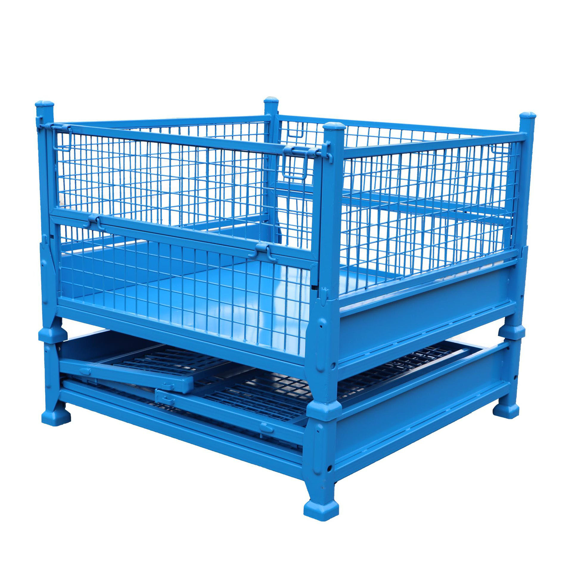 Mracking Foldable Stackable Wire Mesh Steel Stillage Container Collapsible Pallet Cage Warehouse Storage