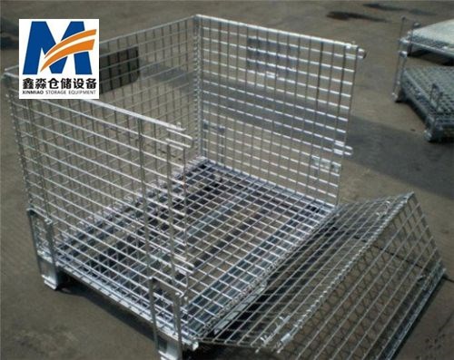 Mracking High Capacity Steel Wire Cage Heavy Duty Mesh Box Warehouse Storage Stackable Metal Bin Pallet Folding Galvanized OEM