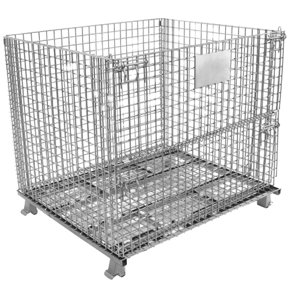 Mracking Heavy-Duty Movable Galvanized Iron Frame Folding Wheeled Storage Cage Express Sorting Wire Container Warehouse Storage