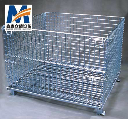 Mracking Heavy-Duty Movable Galvanized Iron Frame Folding Wheeled Storage Cage Express Sorting Wire Container Warehouse Storage