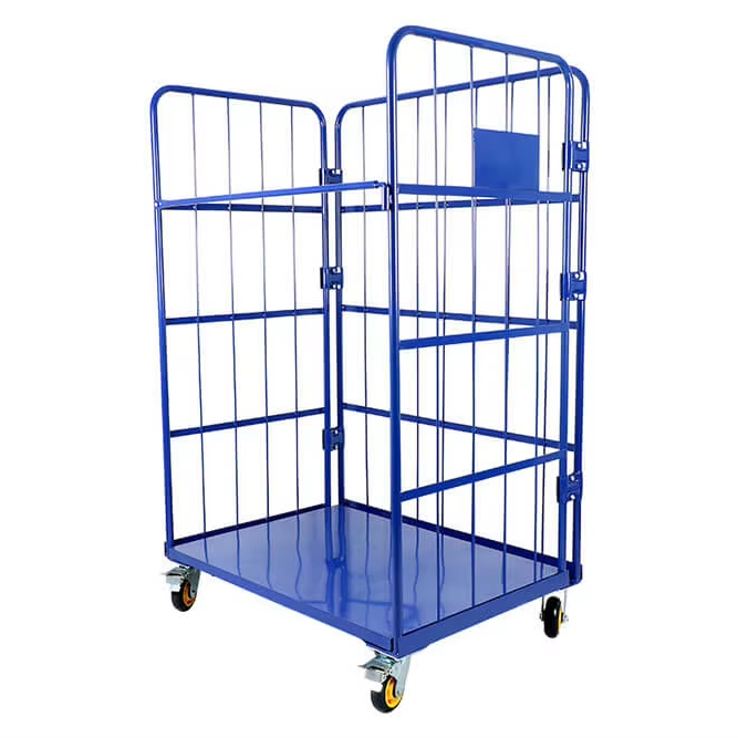 Mracking Two-layered  Load-bearing 200kg Movable Roll Container Customized Roll Cage Container Storage Container Cage Trolley