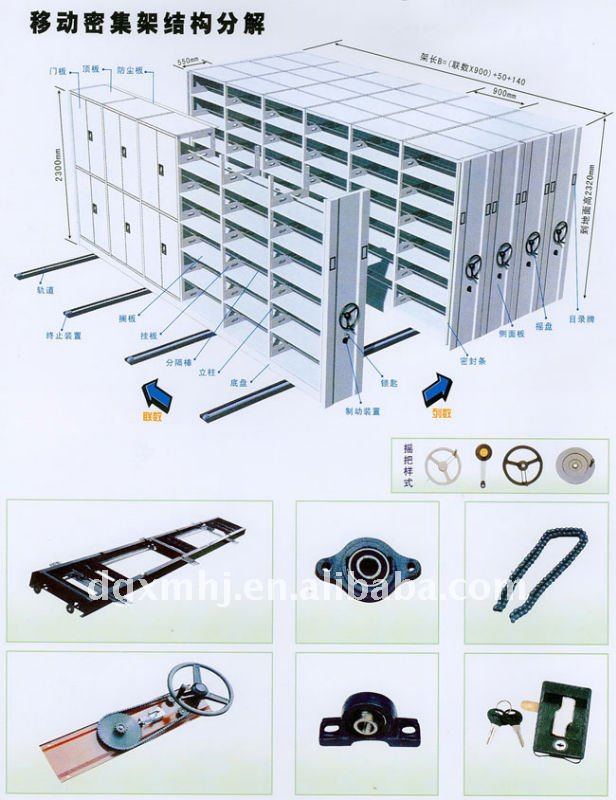 Mracking Intelligent Dense Rack File Room Manual File Storage Rack Manual Track Moving Dense Cabinet