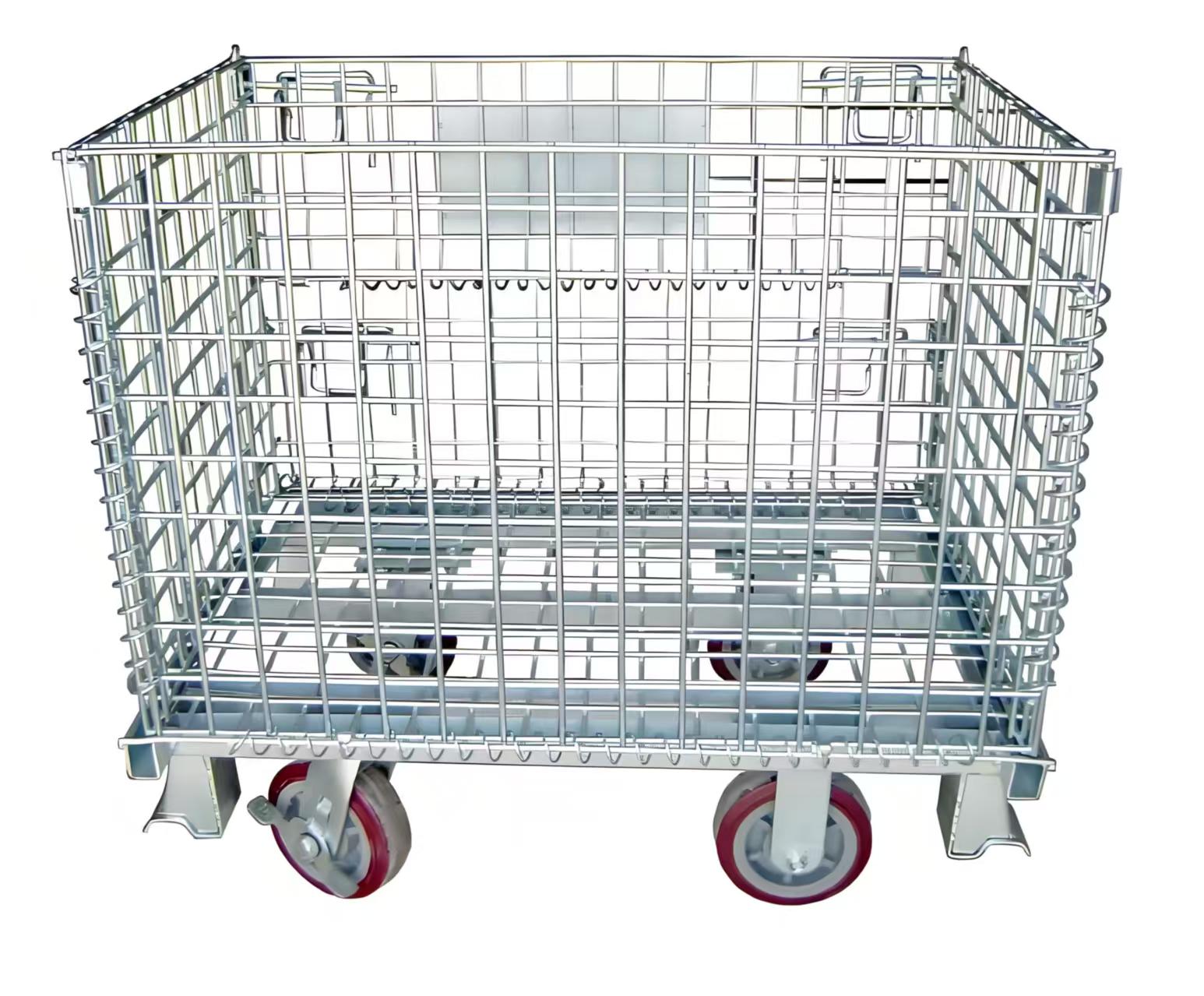 Mracking Commercial High-strength Foldable Wire Mesh Container Cage for Goods and Storage Equipment with Wheels