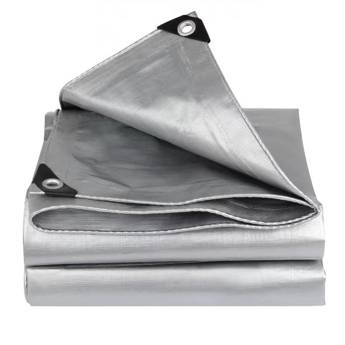 Double silver heavy duty waterproof tarpaulin sheet and roll for roofing and tents