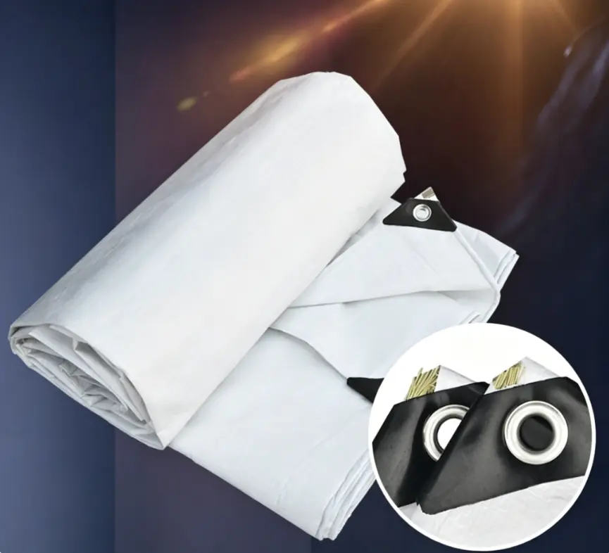 China Heavy-duty waterproof PE woven tarp—white, sun-resistant, and triple-coated for truck use. Manufacturer, Suppliers