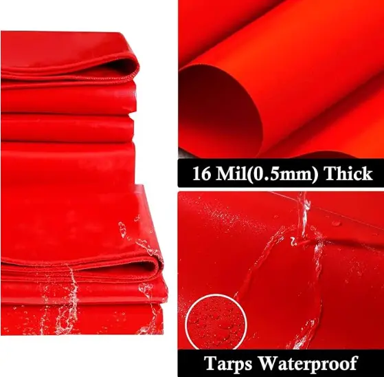 China China Factory Custom Made PE Tarpaulin 100% Virgin Waterproof Red Heavyweight Outdoor Curtain Water Resistant Customizable Size Factories, Factory