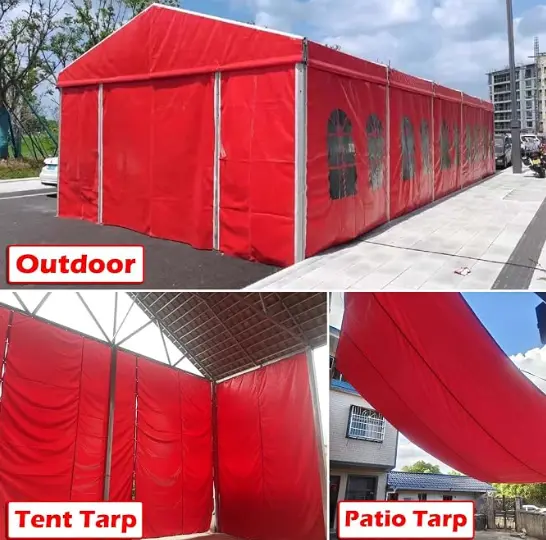 China China Factory Custom Made PE Tarpaulin 100% Virgin Waterproof Red Heavyweight Outdoor Curtain Water Resistant Customizable Size Factories, Factory