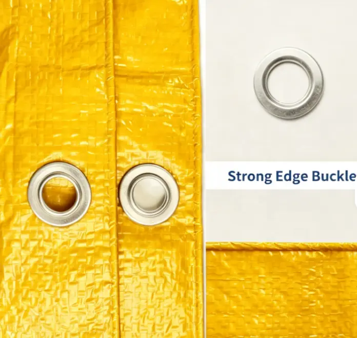 China Yellow Tarpaulin Fabric with Metal Grommets Waterproof Outdoor Use Plain Woven Heavyweight Manufacturer, Supplier