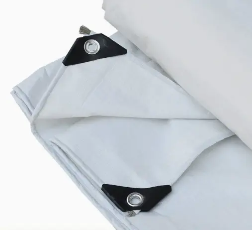 China Heavy-duty waterproof PE woven tarp—white, sun-resistant, and triple-coated for truck use. Manufacturer, Suppliers