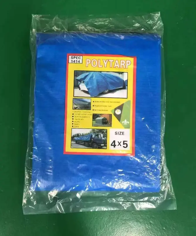 Wholesale Blue Heavy Duty Poly Tarpaulin Waterproof PE Tarp for Truck Garden Construction and Outdoor Protection 4 x 5 Suppliers, Factories