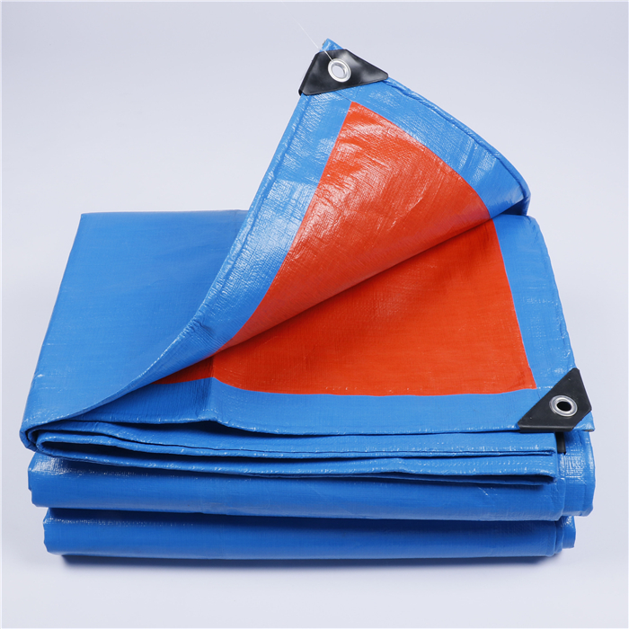 Blue orange waterproof polyethylene coated tarpaulin for construction sites