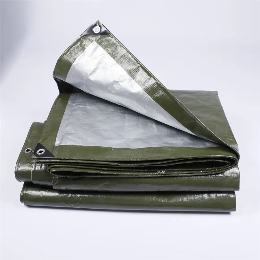 China Tarpaulin Waterproof Heavy Duty Green/Silver Large Tarp Sheet, Ground Camping Sheet Tent for Garden Furniture Manufacturer, Factory