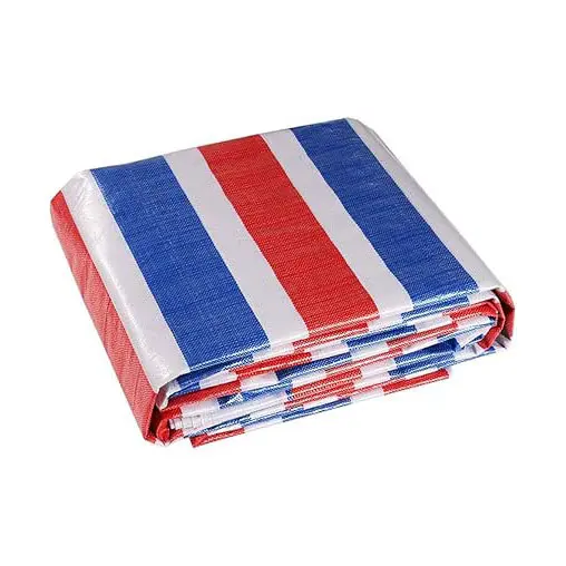 Wholesale Water Resistant Blue Red White Stripe PE Tarpaulin for General Cover Manufacturer, Manufacturers