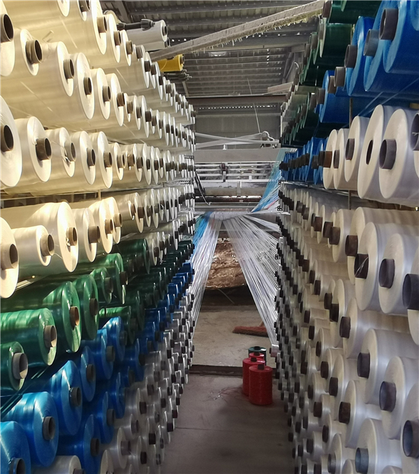 Step 2 circular weaving of woven polyethylene fabric