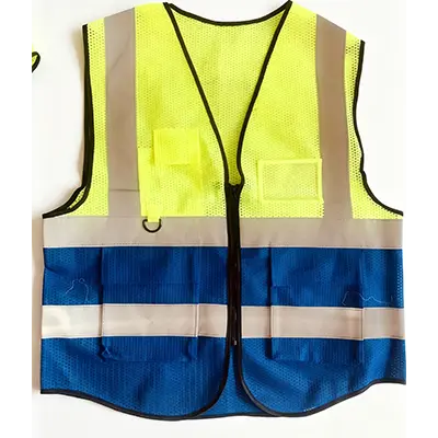 China Two Tone Zipper Workwear High Visibility Mesh Reflective Vest Suppliers, Factories
