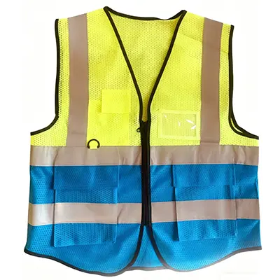China Two Tone Zipper Workwear High Visibility Mesh Reflective Vest Suppliers, Factories