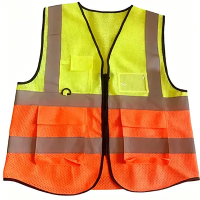 China Two Tone Zipper Workwear High Visibility Mesh Reflective Vest Suppliers, Factories