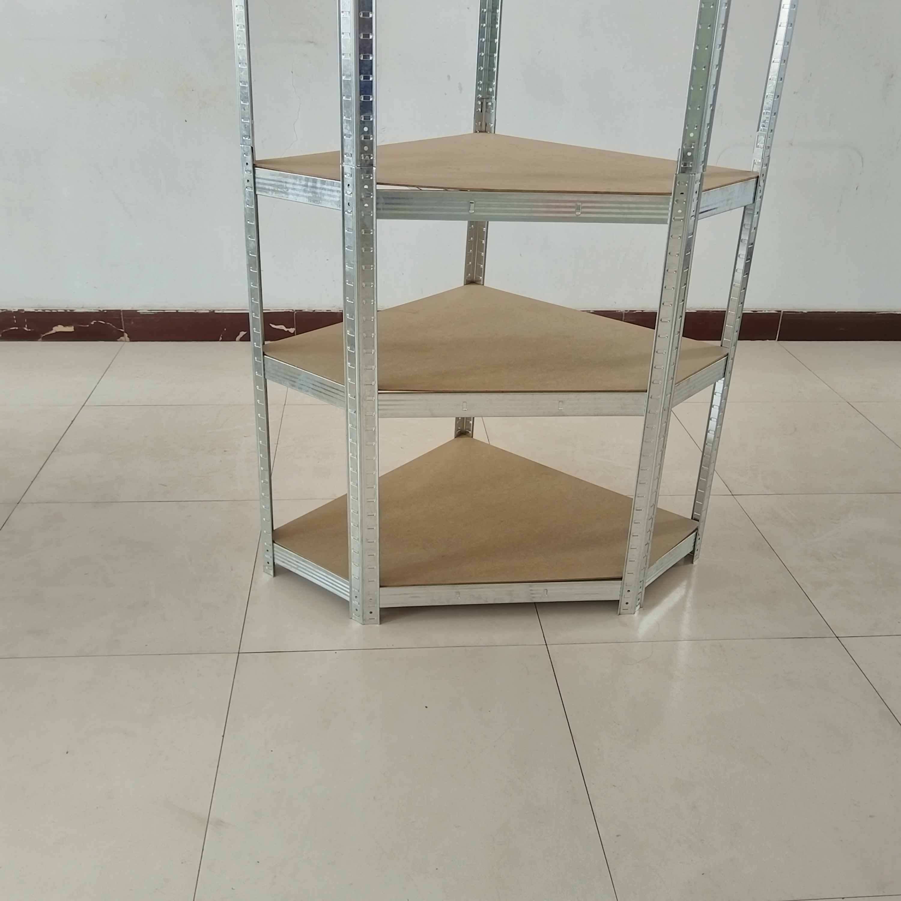 XINY 5-Layer Adjustable Steel Metal Storage Shelf Rack Easy Install Customizable Corner Shelf for Stacking & Organization