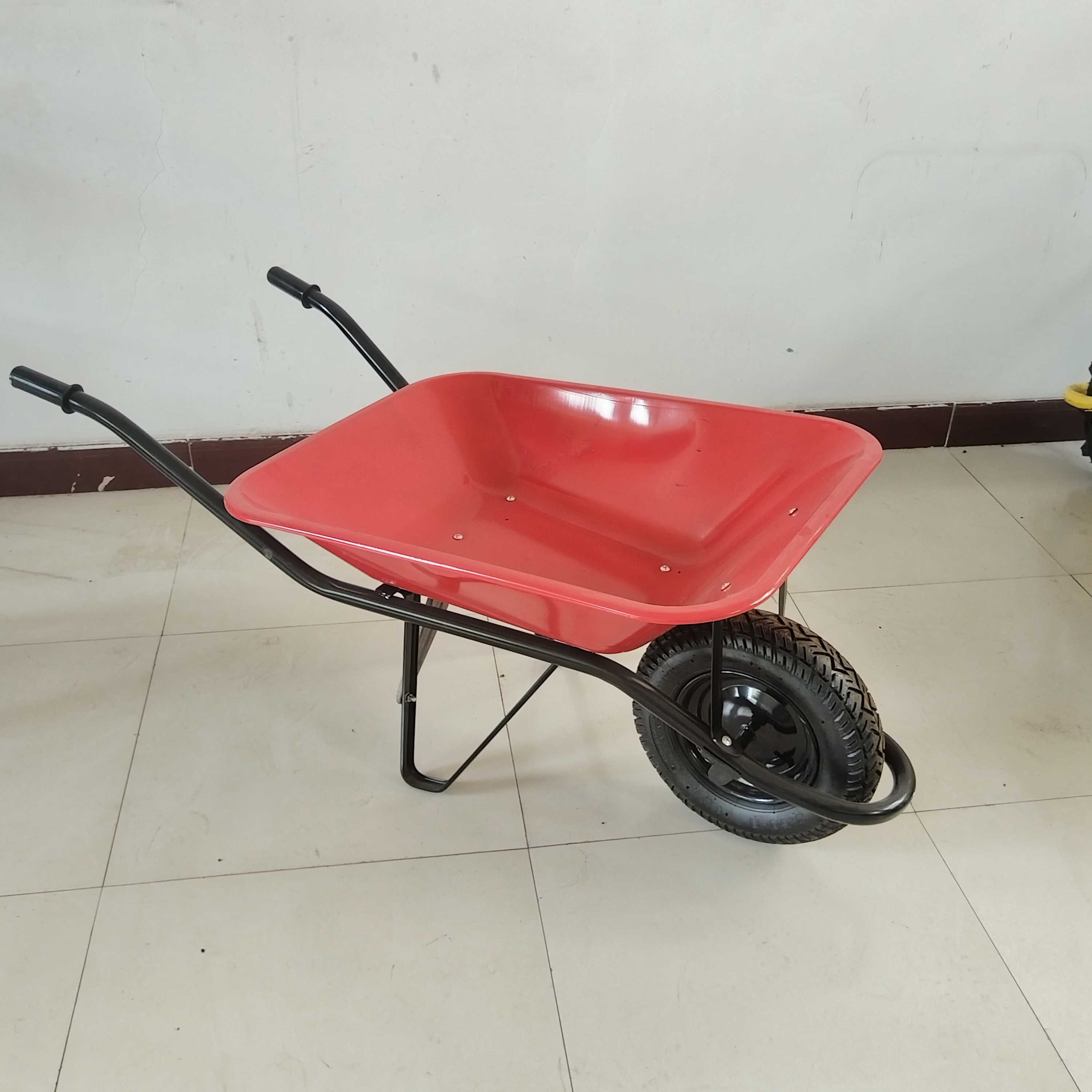 Professional Manufacturer Rust-Resistant Durable Manual 1-Wheel Metal Tray Wheelbarrow WB6414 Galvanized Iron Trolley OEM