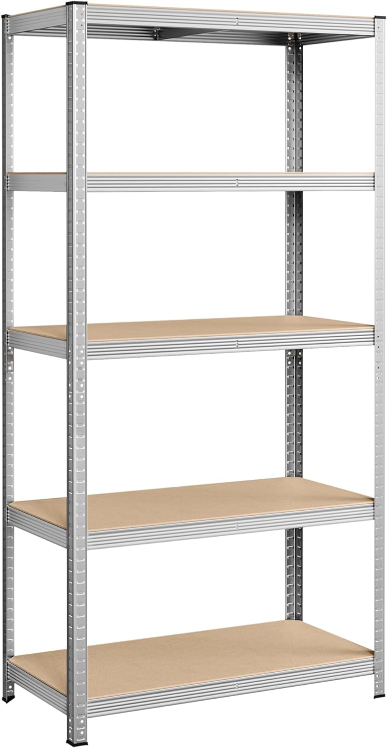 Heavy Duty Boltless Shelves Set 2-Piece Reinforced Steel Frame 5 Adjustable Storage Units for Maximum Load 875 kg 180x90x40cm