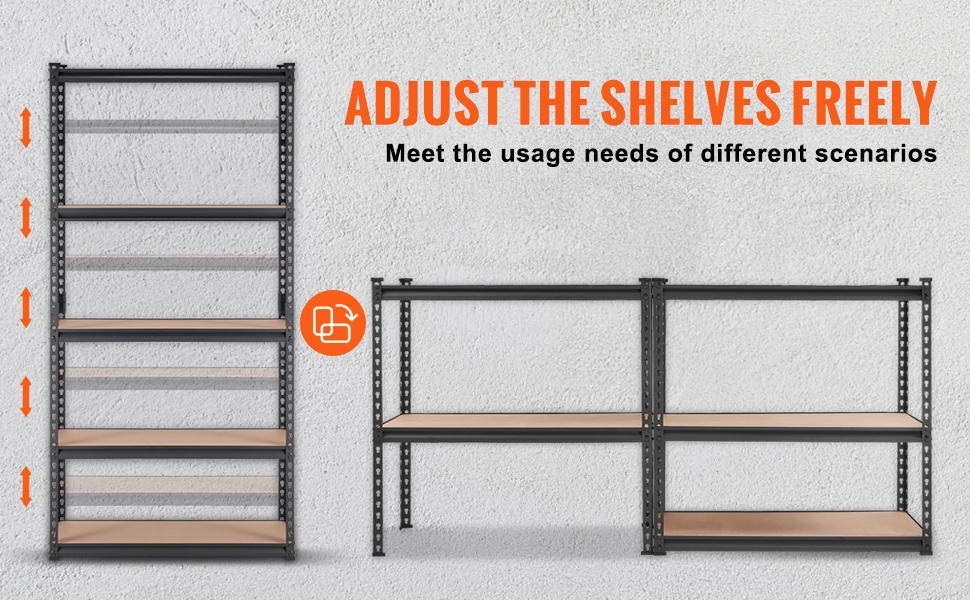 5-Tier Adjustable Heavy Duty Steel Storage Shelving Garage Kitchen Pantry Basement Bathroom Laundry Organizer Rack