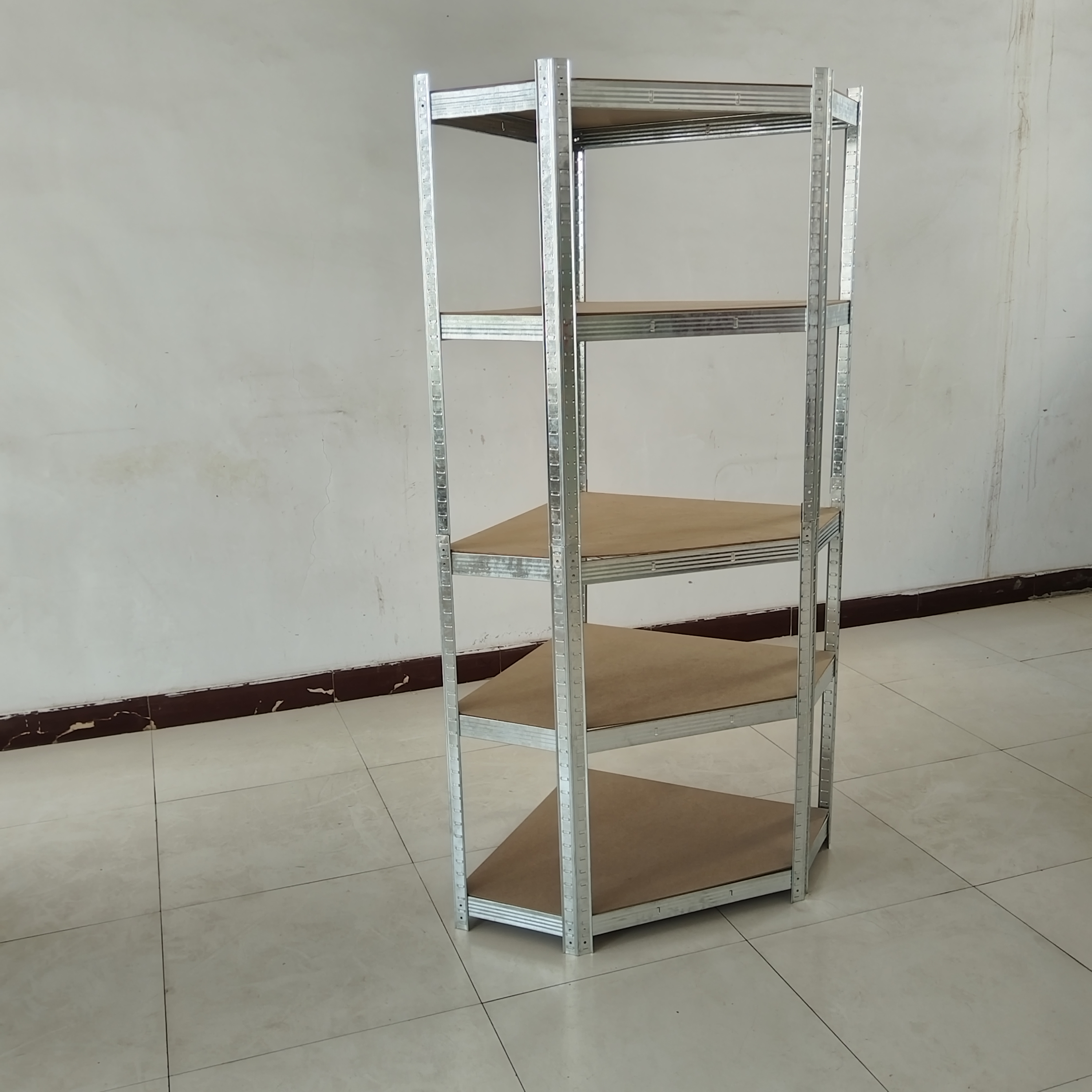 XINY 5-Layer Adjustable Steel Metal Storage Shelf Rack Easy Install Customizable Corner Shelf for Stacking & Organization