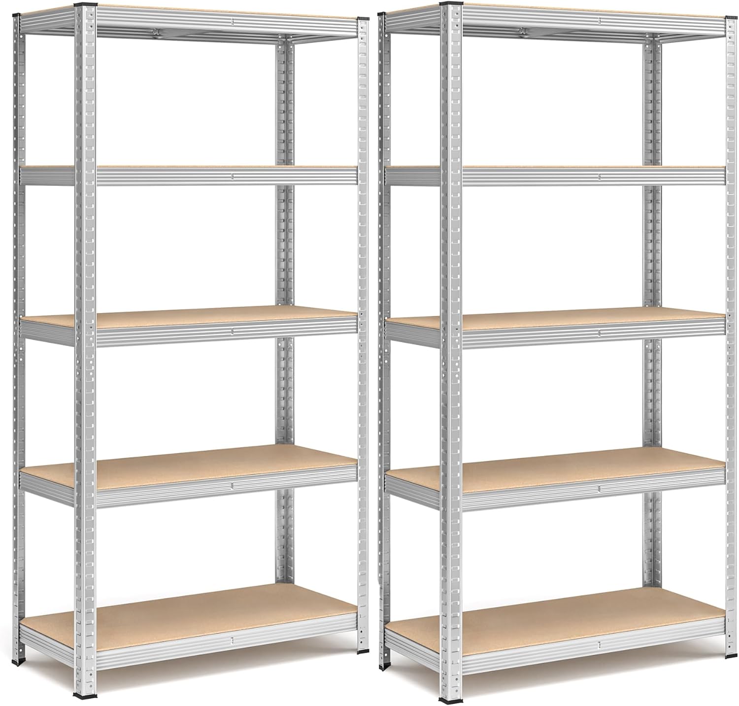 Heavy Duty Boltless Shelves Set 2-Piece Reinforced Steel Frame 5 Adjustable Storage Units for Maximum Load 875 kg 180x90x40cm