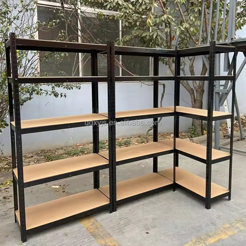 Black Steel Industrial 5-Layer Boltless Freestanding Storage Shelves 180x90x40cm 4mm Thick ISO9001 Corrosion Protection