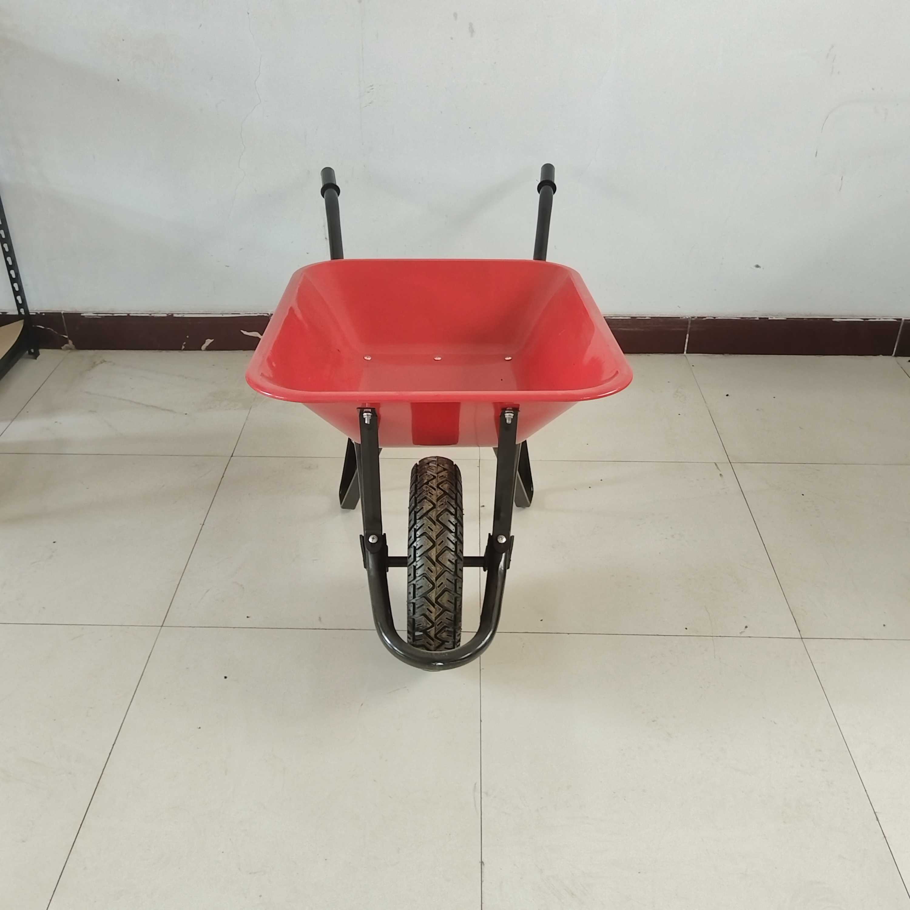 Professional Manufacturer Rust-Resistant Durable Manual 1-Wheel Metal Tray Wheelbarrow WB6414 Galvanized Iron Trolley OEM