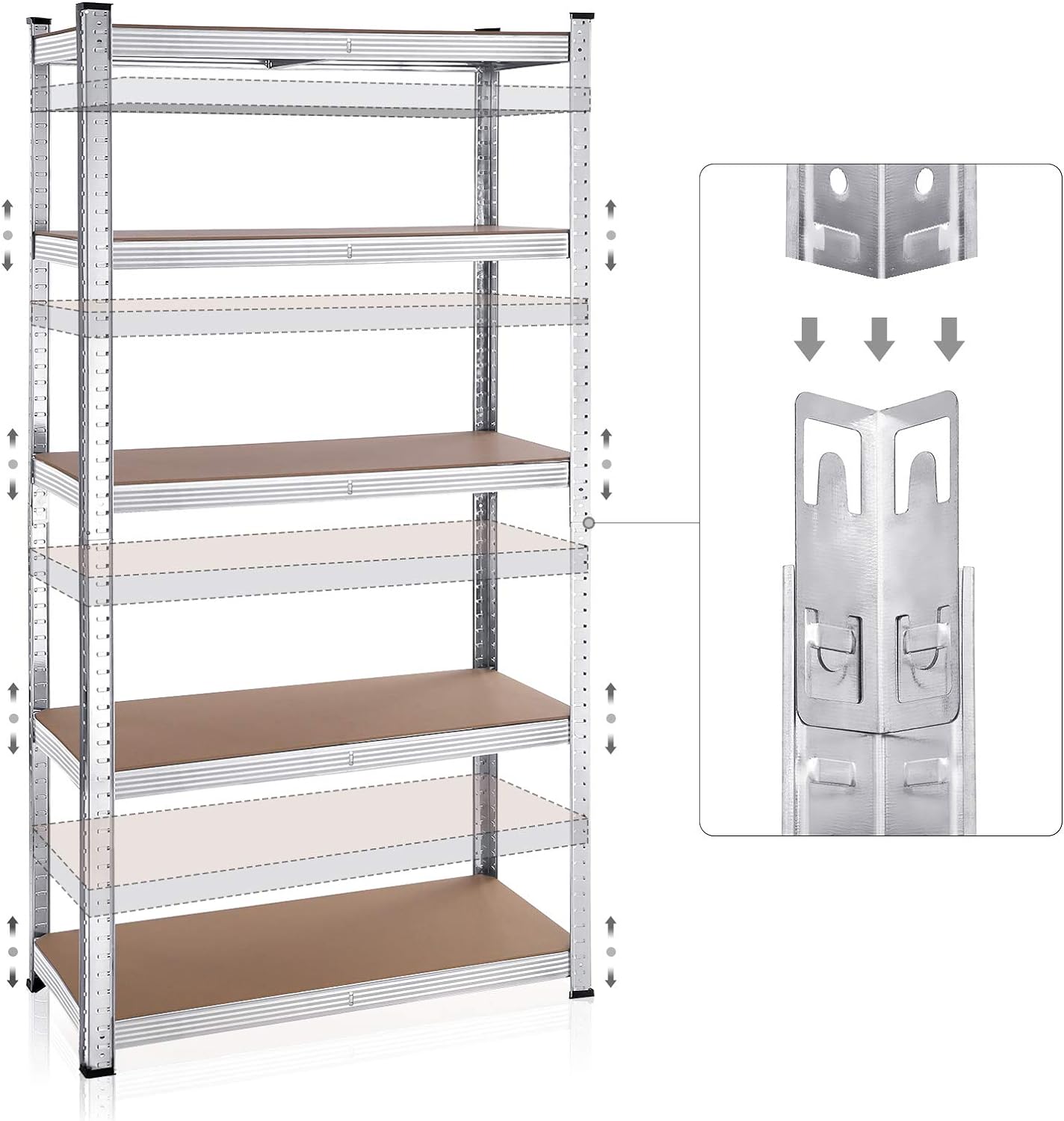 Galvanized Steel 5-Layer Corrosion Protection Boltless Freestanding Powder Coated Durable Customized Color ISO9001 Knocked-down