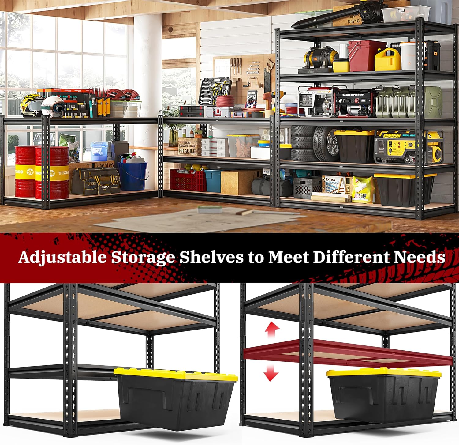 5-Tier Adjustable Heavy Duty Steel Storage Shelving Garage Kitchen Pantry Basement Bathroom Laundry Organizer Rack