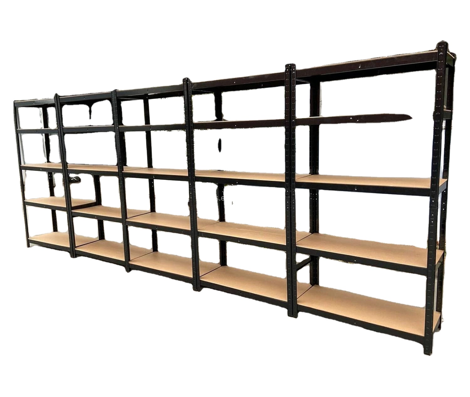Black Steel Industrial 5-Layer Boltless Freestanding Storage Shelves 180x90x40cm 4mm Thick ISO9001 Corrosion Protection