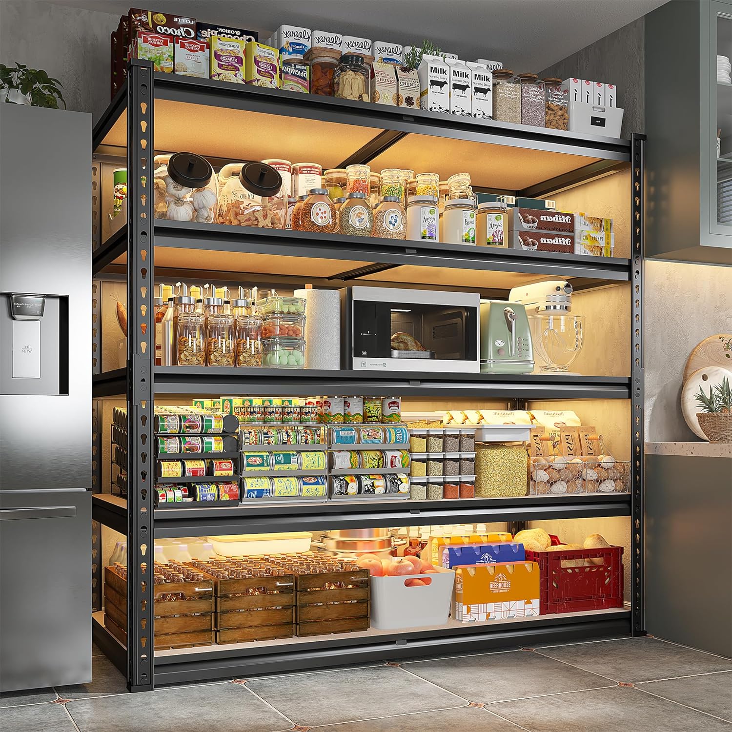 Heavy-Duty 5-Tier Garage Shelving 72''H Adjustable Storage Shelves Steel Metal Closet Pantry Shelf for Storage