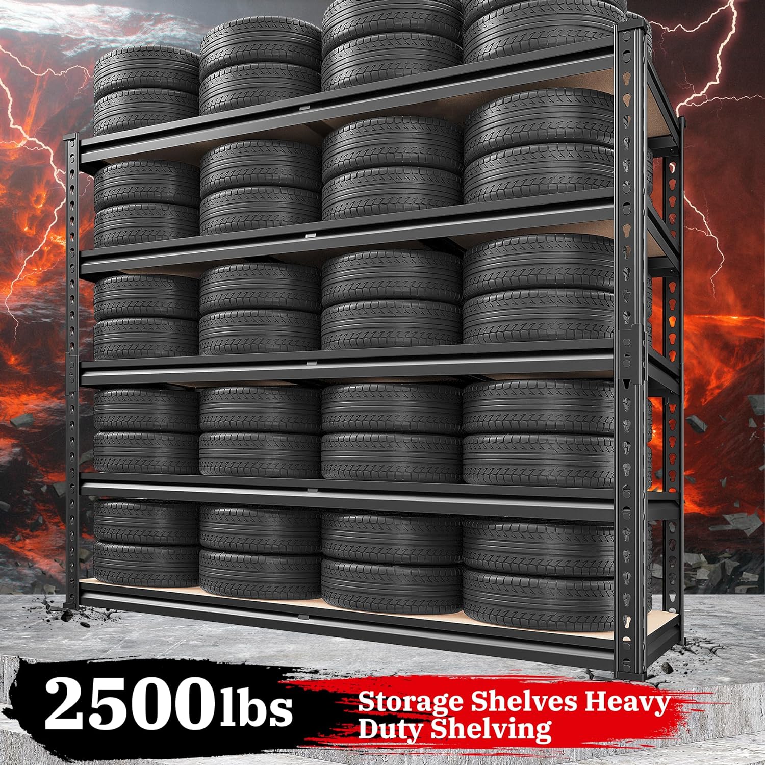Heavy-Duty 5-Tier Garage Shelving 72''H Adjustable Storage Shelves Steel Metal Closet Pantry Shelf for Storage