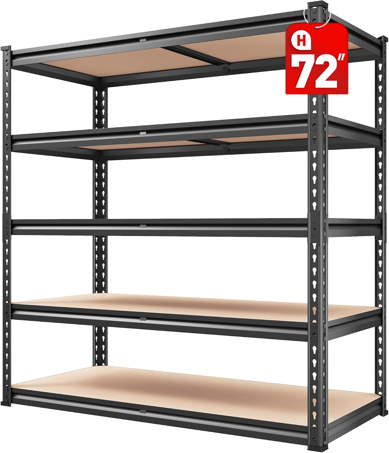 Heavy-Duty 5-Tier Garage Shelving 72''H Adjustable Storage Shelves Steel Metal Closet Pantry Shelf for Storage