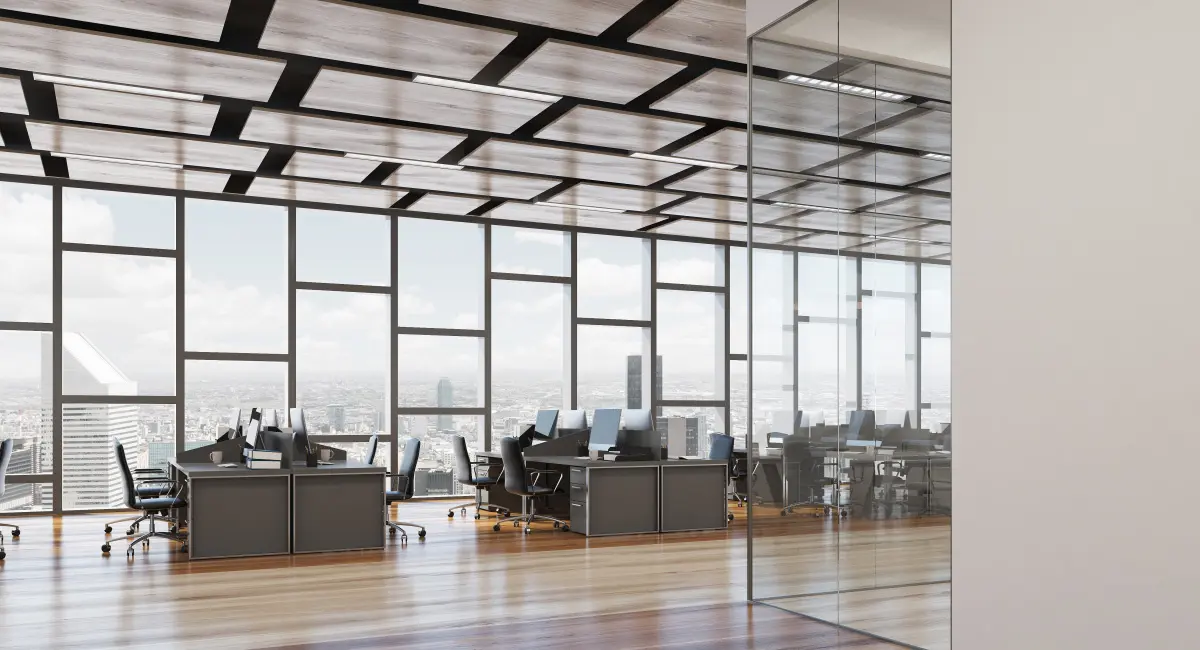Commercial building interior decoration with WPC decorative panels