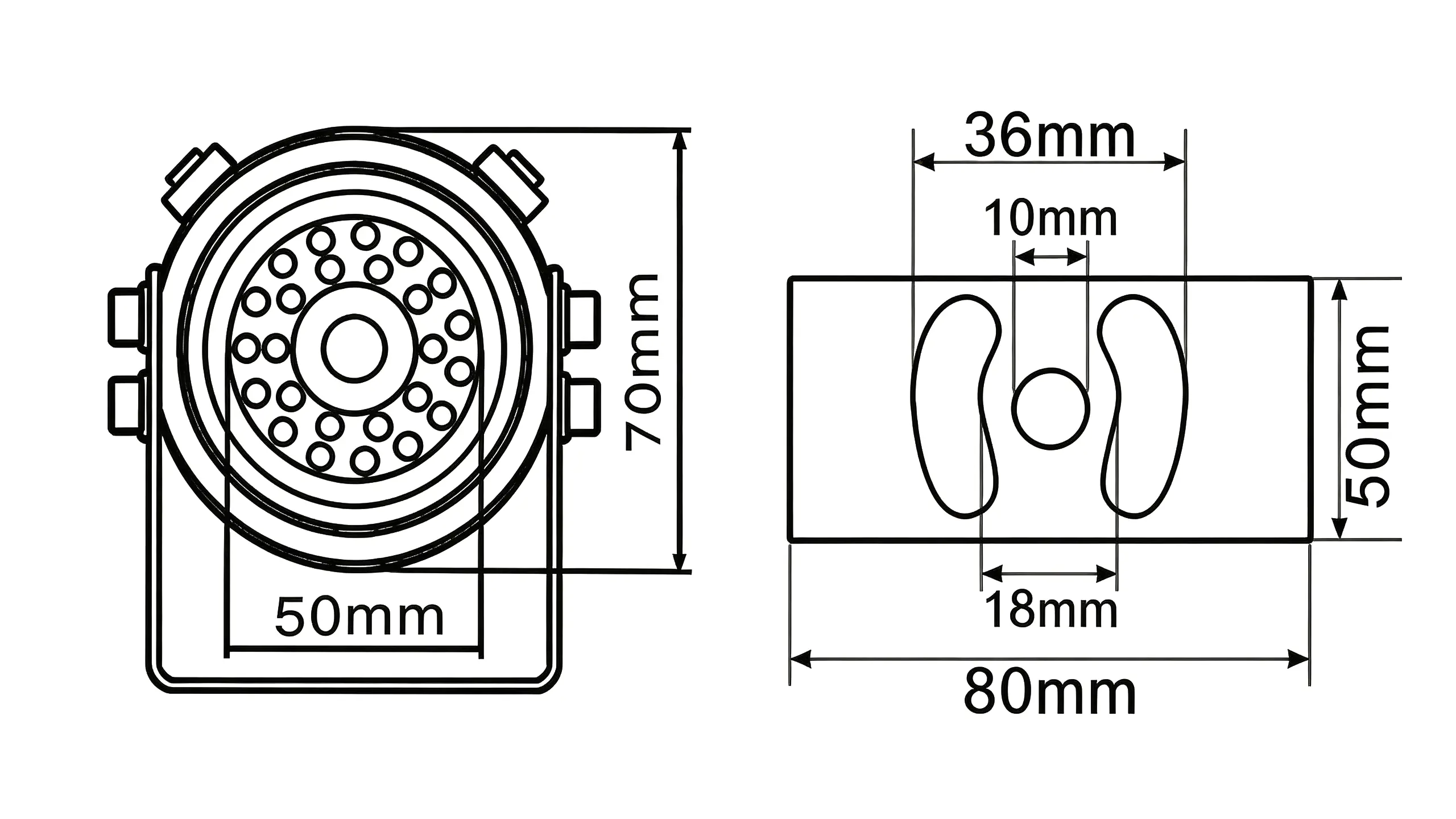 XY-FB6835 Vehicle-Mounted Explosion-Proof AHD Camera Dimension Drawing