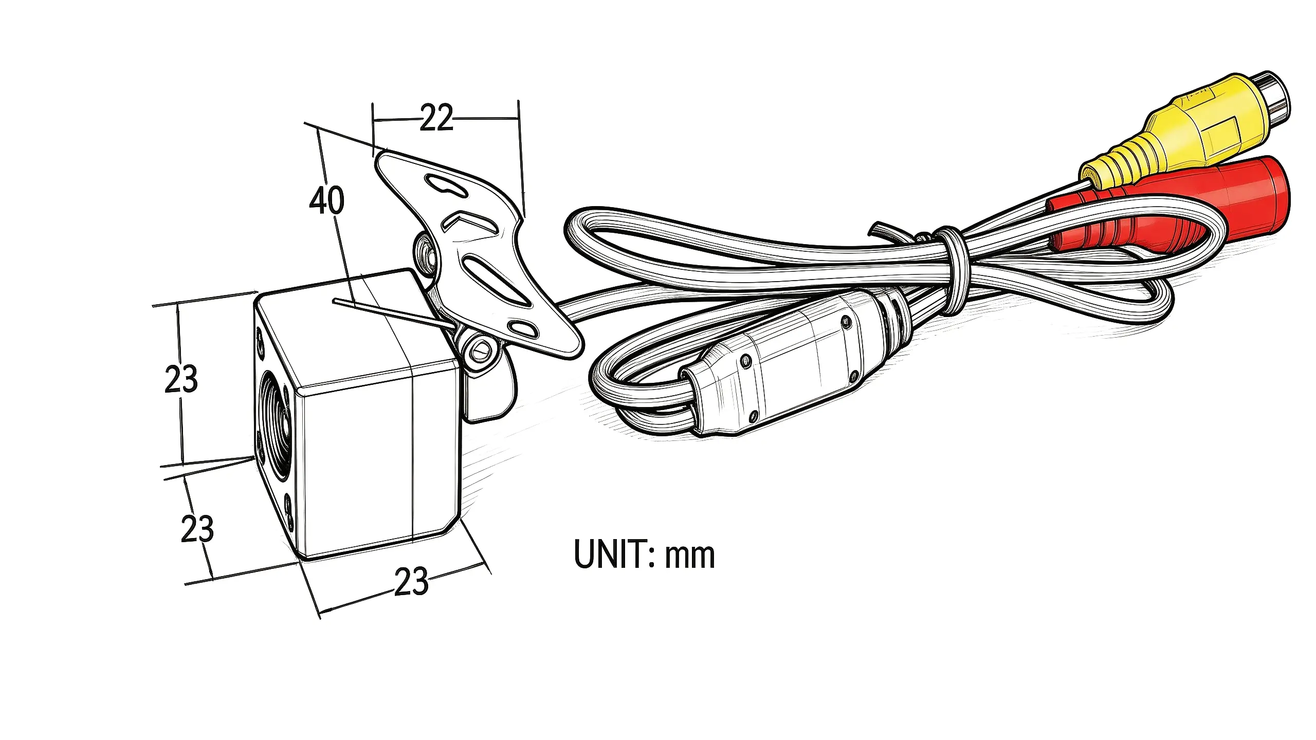 XY-FS209 1080P Starlight IP67 Waterproof Exterior Vehicle Reversing Camera Dimension Drawing