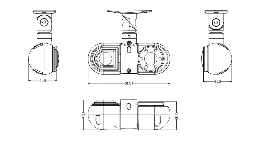 XY-N8903 Dual-Channel Front & Cabin Integrated Camera Dimension