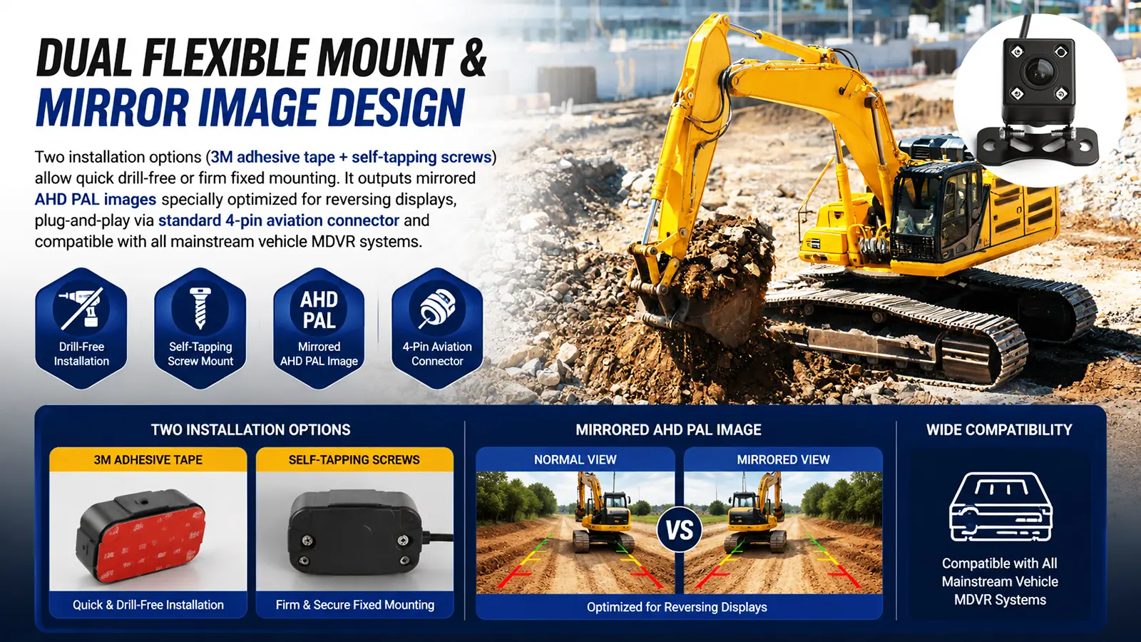 XY-FS209 1080P Starlight IP67 Waterproof Exterior Vehicle Reversing Camera Product Angle 3